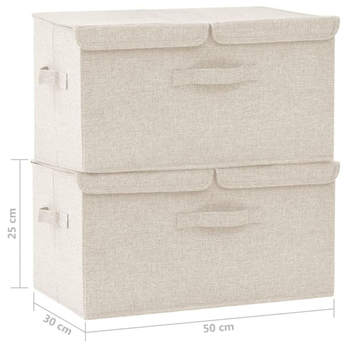 Storage Boxes 2 Pcs Fabric 50x30x25 Cm Cream Ttxkoi
