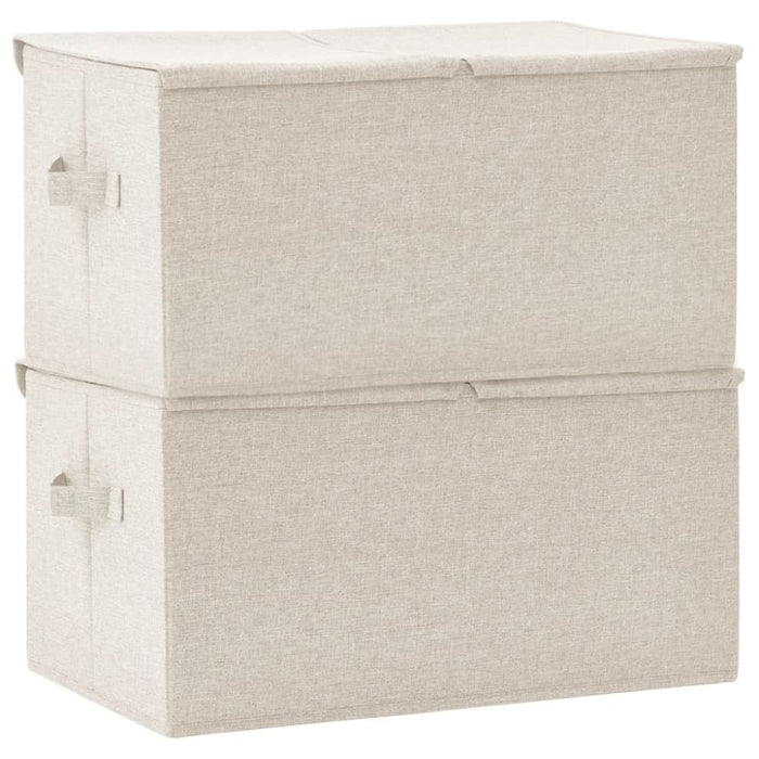 Storage Boxes 2 Pcs Fabric 50x30x25 Cm Cream Ttxkoi