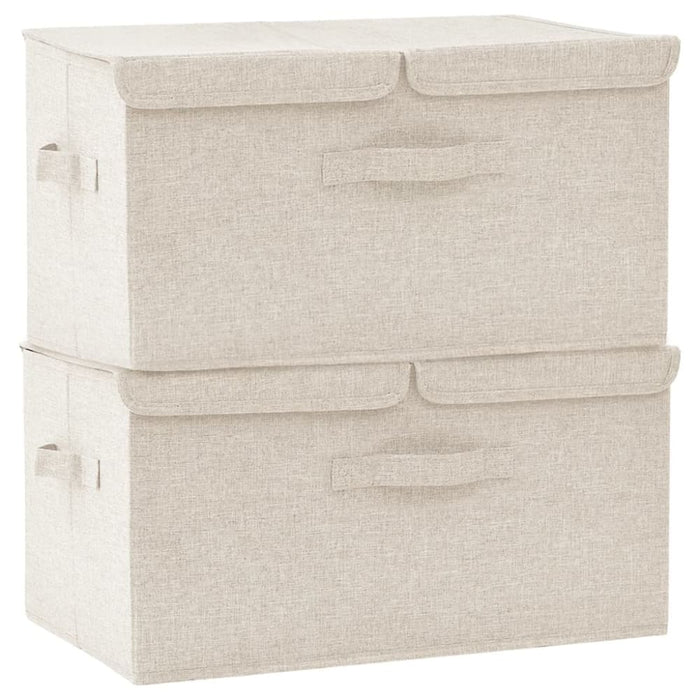 Storage Boxes 2 Pcs Fabric 50x30x25 Cm Cream Ttxkoi