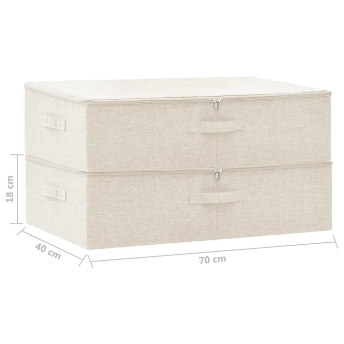 Storage Boxes 2 Pcs Fabric 70x40x18 Cm Cream Ttxkbn
