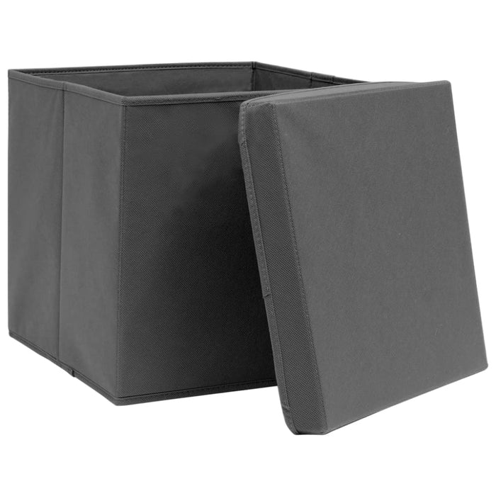 Storage Boxes With Lids 4 Pcs Grey 32x32x32 Cm Fabric Xnnttp