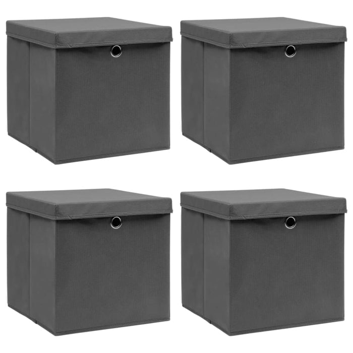 Storage Boxes With Lids 4 Pcs Grey 32x32x32 Cm Fabric Xnnttp