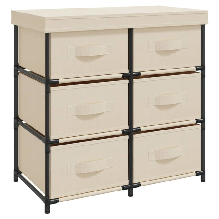 Storage Cabinet With 6 Drawers 55x29x55 Cm Cream Steel
