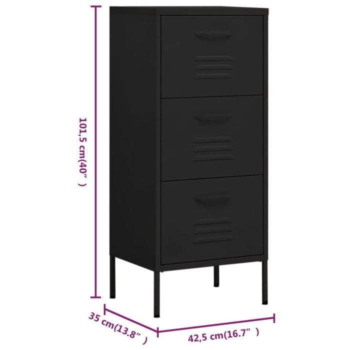 Storage Cabinet Black 42.5x35x101.5 Cm Steel Ttloni