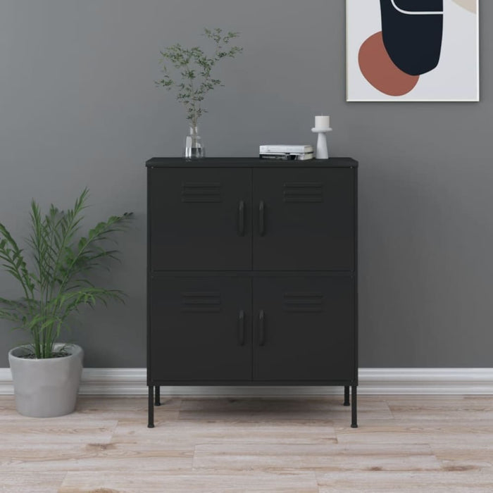 Storage Cabinet Black 80x35x101.5 Cm Steel Ttloax