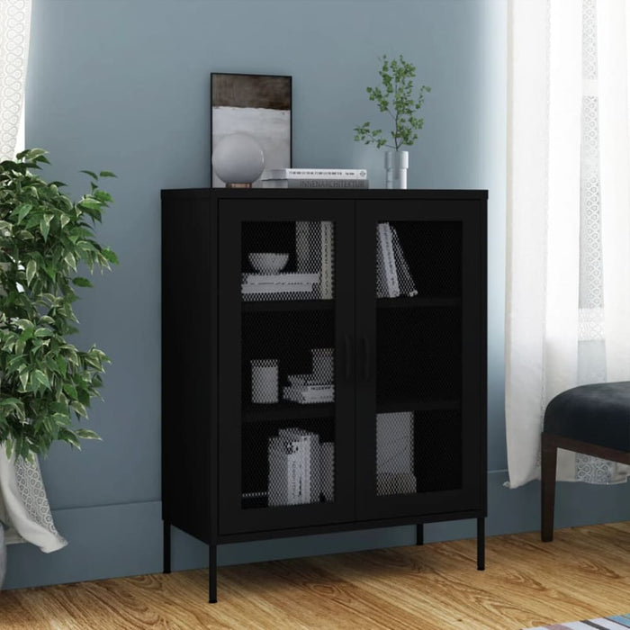 Storage Cabinet Black 80x35x101.5 Cm Steel Ttloin