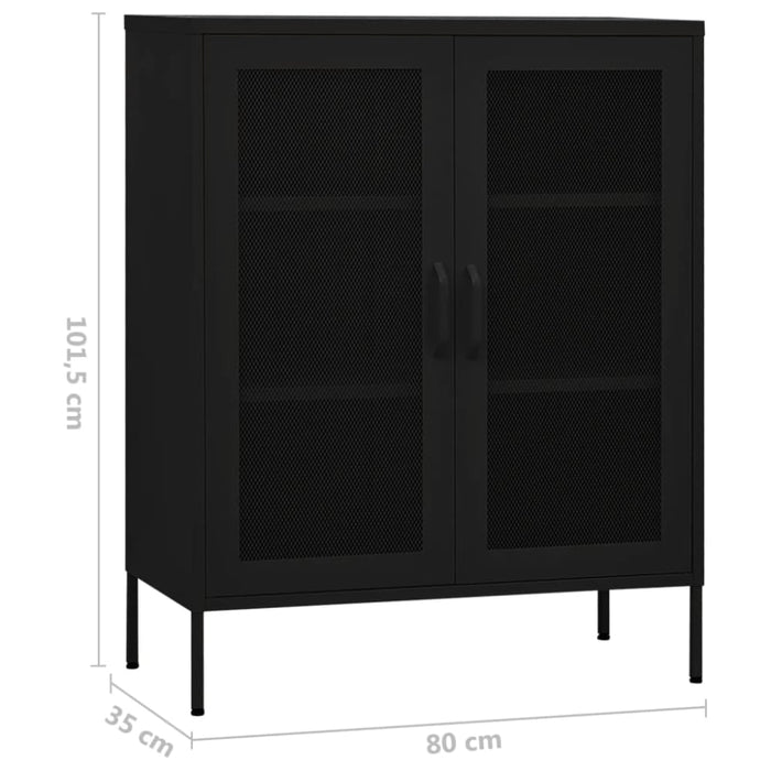 Storage Cabinet Black 80x35x101.5 Cm Steel Ttloin