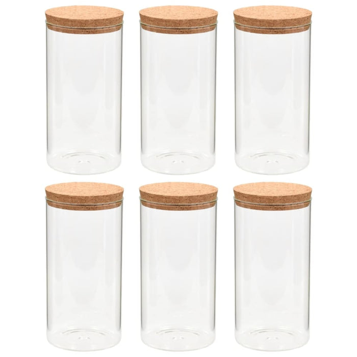 Storage Glass Jars with Cork Lid 6 Pcs 1100 Ml Pbnab