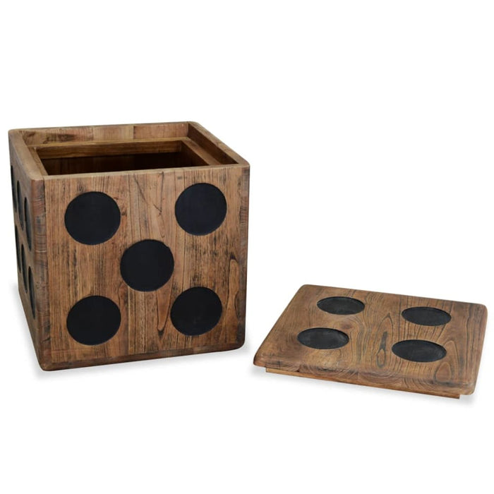 Storage Box Mindi Wood 40x40x40 Cm Dice Design Xaappk