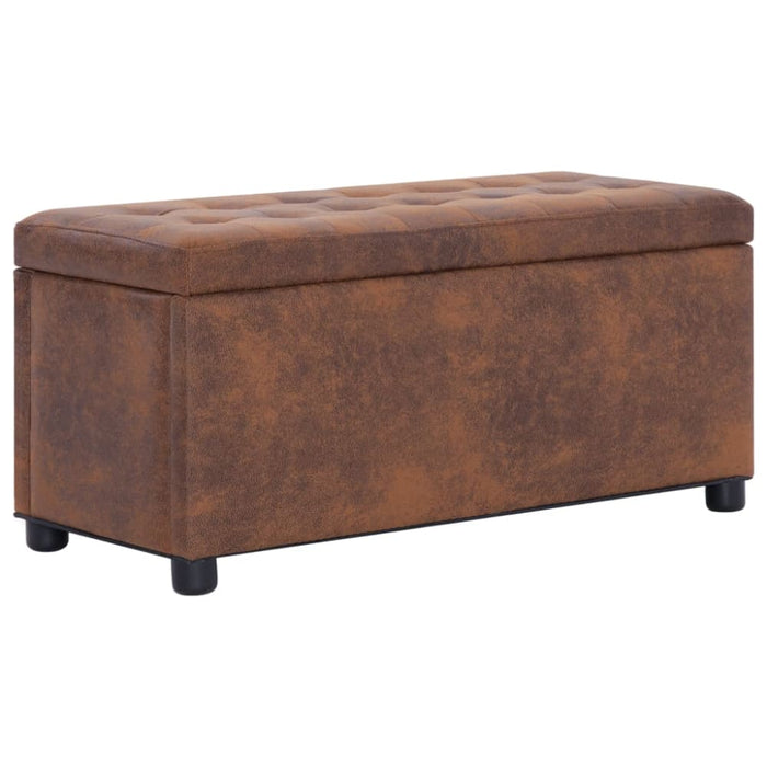 Storage Ottoman 87.5 Cm Brown Faux Suede Leather Xnotip