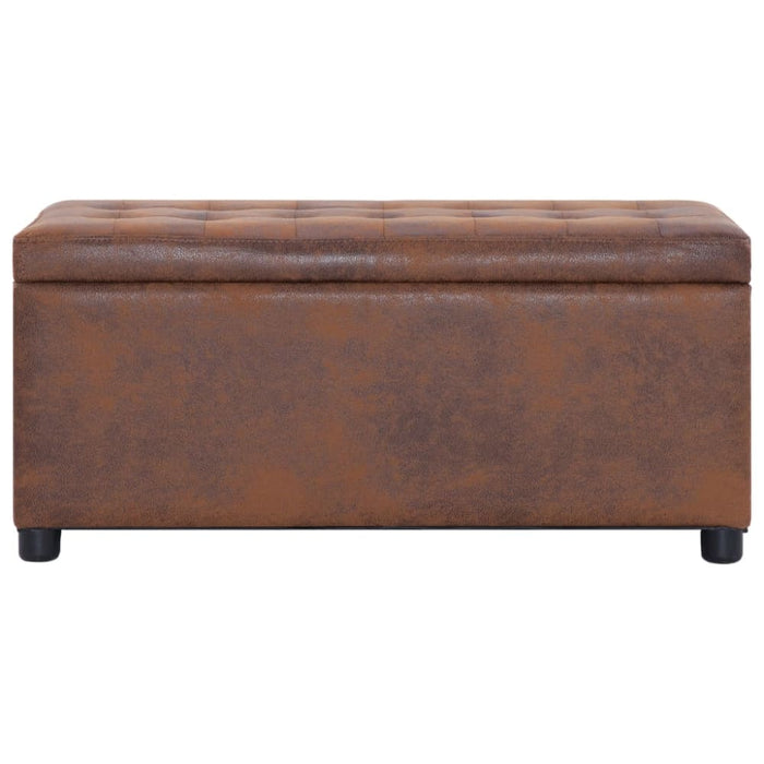 Storage Ottoman 87.5 Cm Brown Faux Suede Leather Xnotip