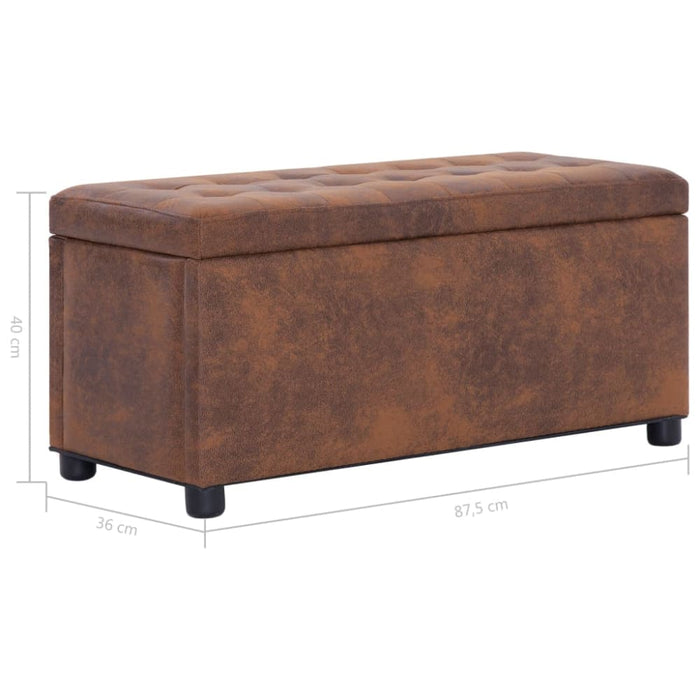 Storage Ottoman 87.5 Cm Brown Faux Suede Leather Xnotip