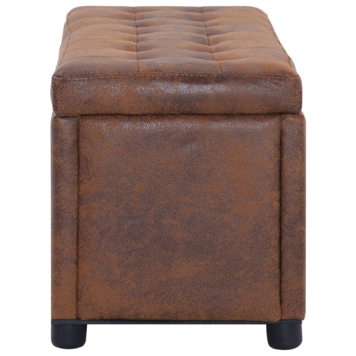 Storage Ottoman 87.5 Cm Brown Faux Suede Leather Xnotip