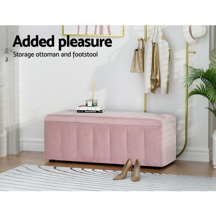 Storage Ottoman Blanket Box Velvet Chest Toy Foot Stool