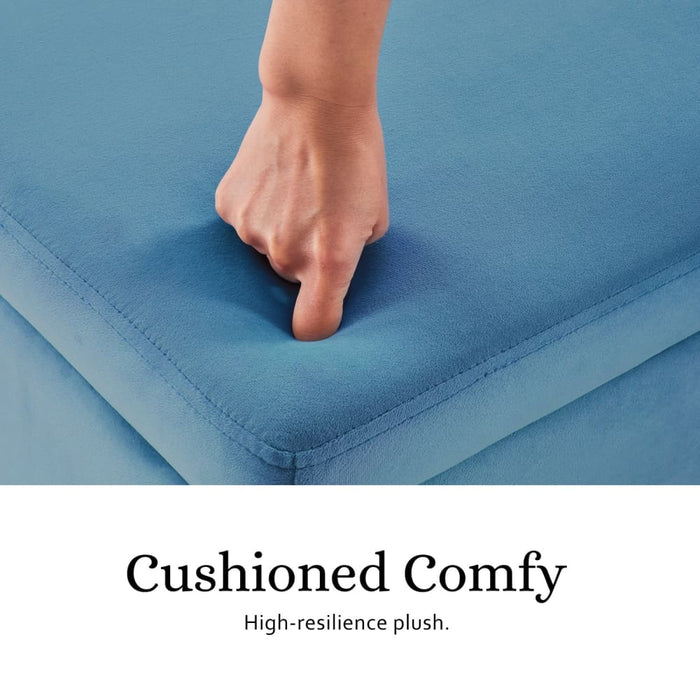 Storage Ottoman Stool Bench Seat 110cm Velvet Blue