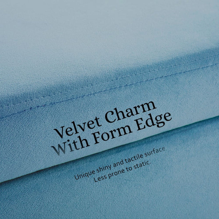 Storage Ottoman Stool Bench Seat 110cm Velvet Blue