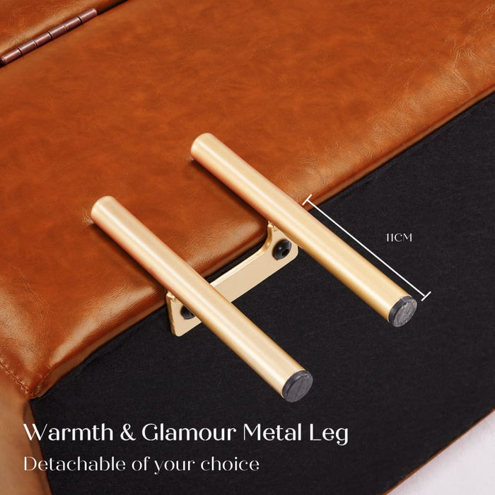 Storage Ottoman Stool Bench Seat 97cm Pu Leather Brown