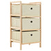 Storage Rack With 3 Fabric Baskets Cedar Wood Beige Xalatt