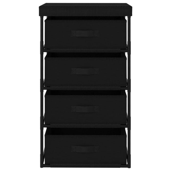 Storage Rack with 4 Fabric Baskets Steel Black Txxlxx