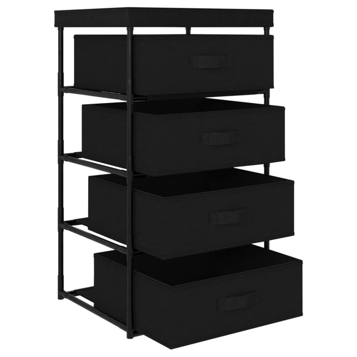 Storage Rack with 4 Fabric Baskets Steel Black Txxlxx