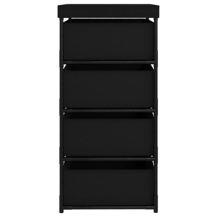 Storage Rack with 4 Fabric Baskets Steel Black Txxlxx