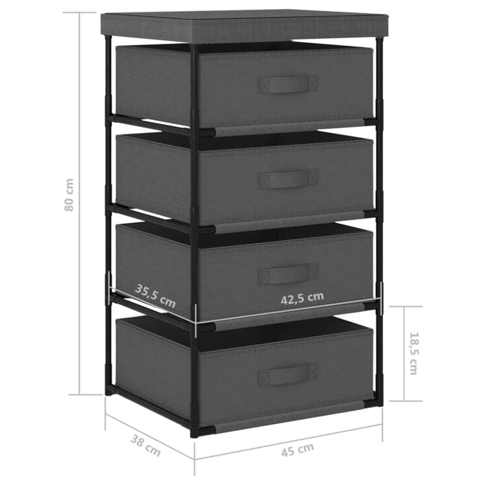 Storage Rack With 4 Fabric Baskets Steel Grey Txxlxt