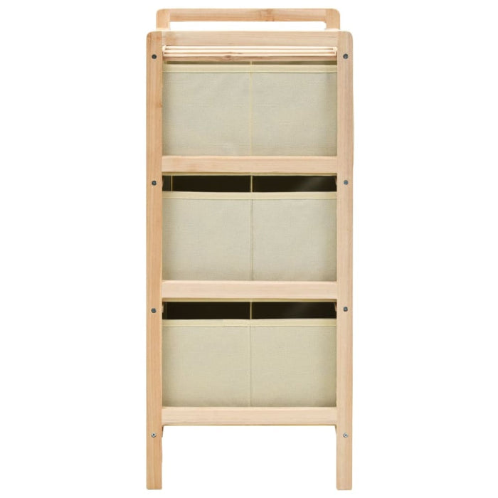 Storage Racks with 3 Fabric Baskets 2 Pcs Beige Cedar Wood