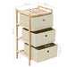 Storage Racks with 3 Fabric Baskets 2 Pcs Beige Cedar Wood