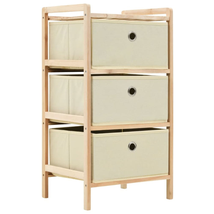Storage Racks with 3 Fabric Baskets 2 Pcs Beige Cedar Wood