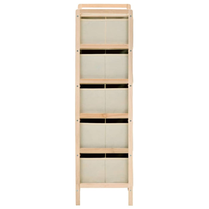 Storage Racks with 5 Fabric Baskets 2 Pcs Beige Cedar Wood