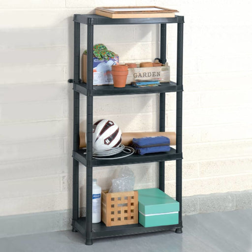 Storage Shelf 4 - tier Black 61x30.5x130 Cm Plastic Oailnt