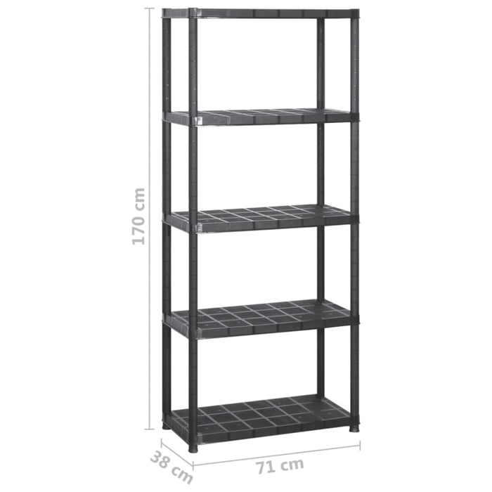 Storage Shelf 5-tier Black 142x38x170 Cm Plastic Tbpknpx