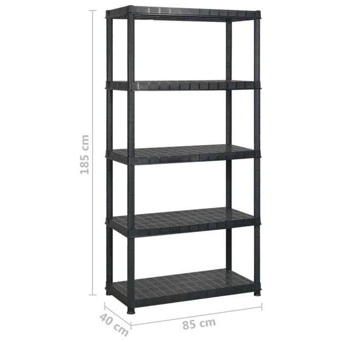 Storage Shelf 5-tier Black 170x40x185 Cm Plastic Tbpknpt