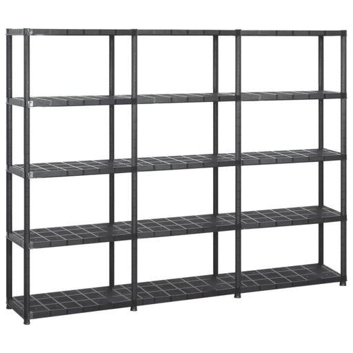 Storage Shelf 5 - tier Black 213x38x170 Cm Plastic Tbpknpl