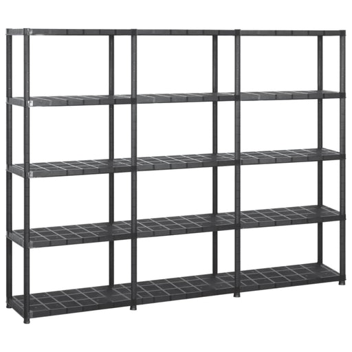 Storage Shelf 5-tier Black 213x38x170 Cm Plastic Tbpknpl
