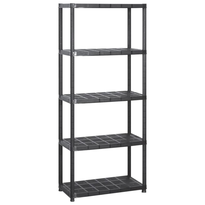 Storage Shelf 5-tier Black 213x38x170 Cm Plastic Tbpknpl