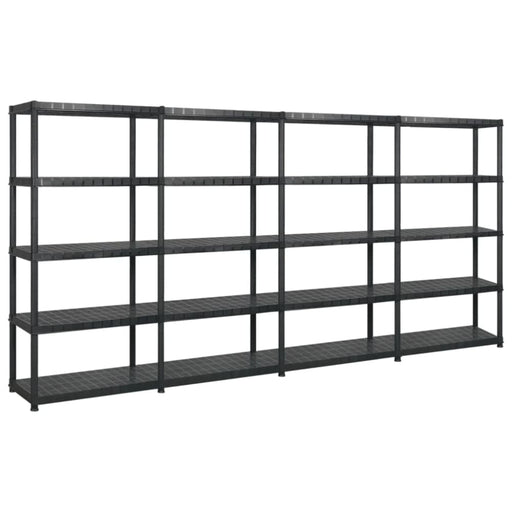 Storage Shelf 5 - tier Black 340x40x185 Cm Plastic Tbpknlo
