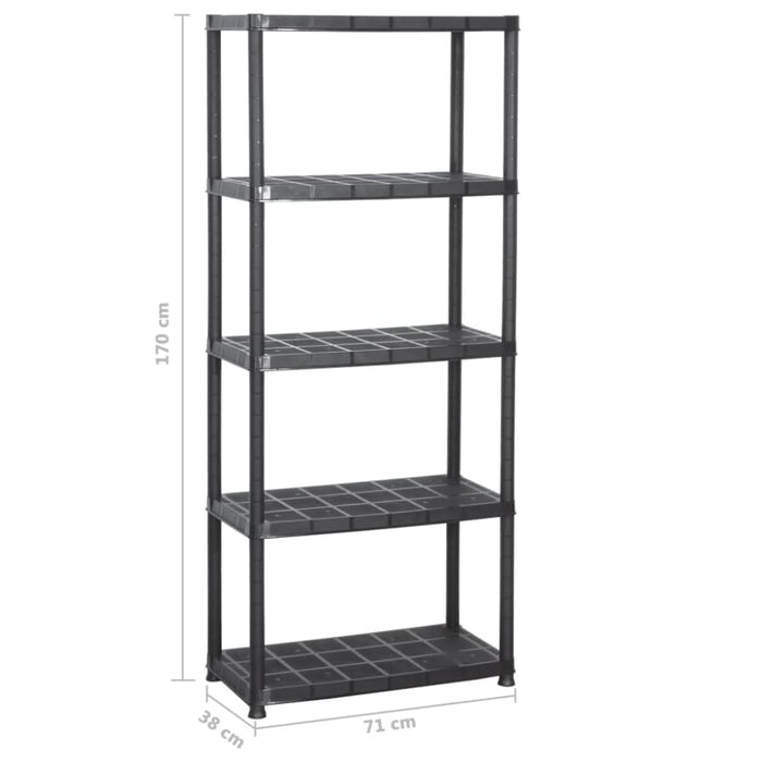 Storage Shelf 5-tier Black 71x38x170 Cm Plastic Oailna