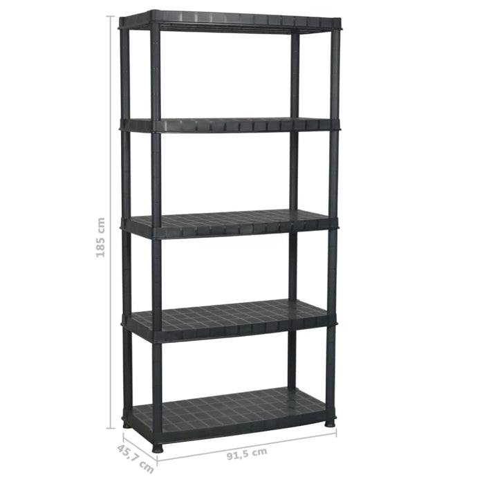 Storage Shelf 5-tier Black 91.5x45.7x185 Cm Plastic Oailnl