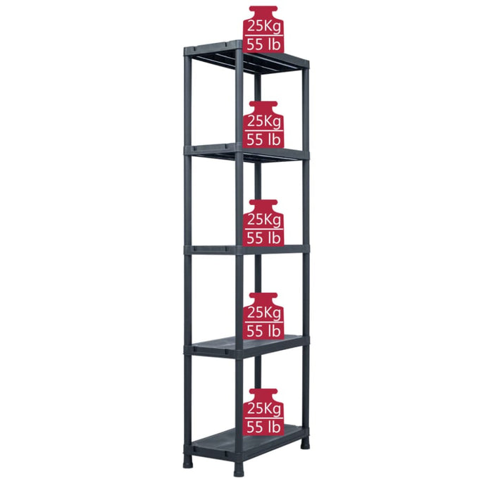 Storage Shelf Rack Black 125 Kg 60x30x180 Cm Plastic Aplia
