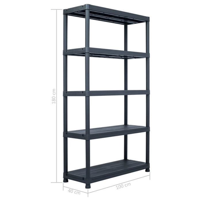 Storage Shelf Rack Black 220 Kg 90x40x138 Cm Plastic Aplik