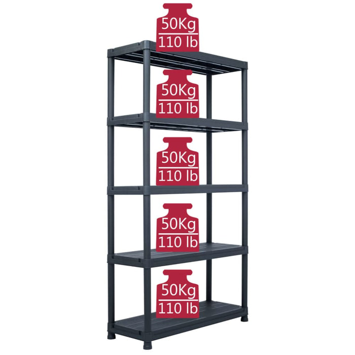 Storage Shelf Rack Black 250 Kg 80x40x180 Cm Plastic Aplil