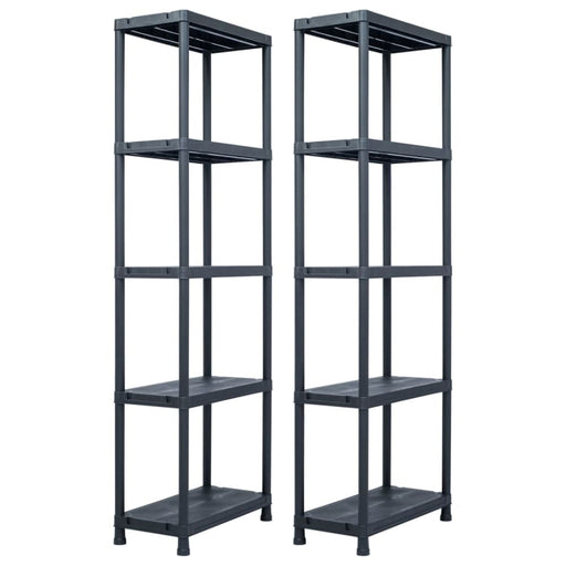 Storage Shelf Racks 2 Pcs Black 125 Kg 60x30x180 Cm Plastic