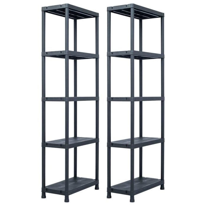 Storage Shelf Racks 2 Pcs Black 125 Kg 60x30x180 Cm Plastic