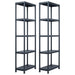 Storage Shelf Racks 2 Pcs Black 125 Kg 60x30x180 Cm Plastic