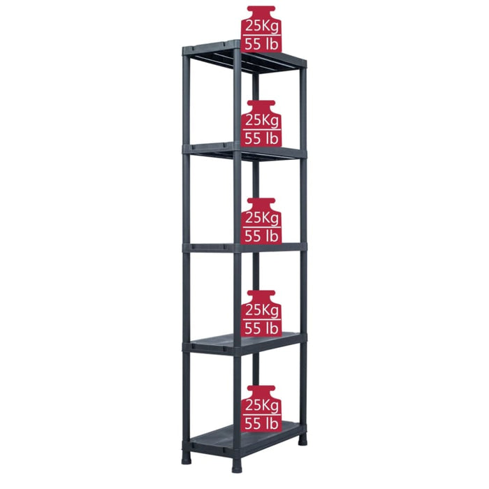 Storage Shelf Racks 2 Pcs Black 125 Kg 60x30x180 Cm Plastic