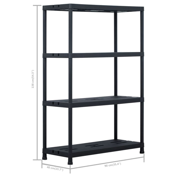 Storage Shelf Racks 2 Pcs Black 220 Kg 90x40x138 Cm Plastic