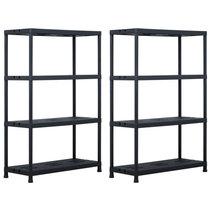 Storage Shelf Racks 2 Pcs Black 220 Kg 90x40x138 Cm Plastic