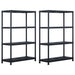 Storage Shelf Racks 2 Pcs Black 220 Kg 90x40x138 Cm Plastic