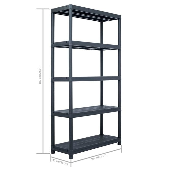 Storage Shelf Racks 2 Pcs Black 250 Kg 80x40x180 Cm Plastic